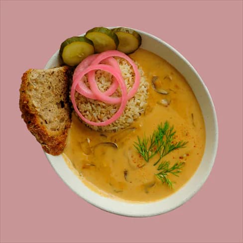 Mushroom Stroganoff With Brown Rice