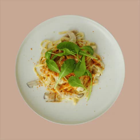Vegan Alfredo Pasta With Mushrooms
