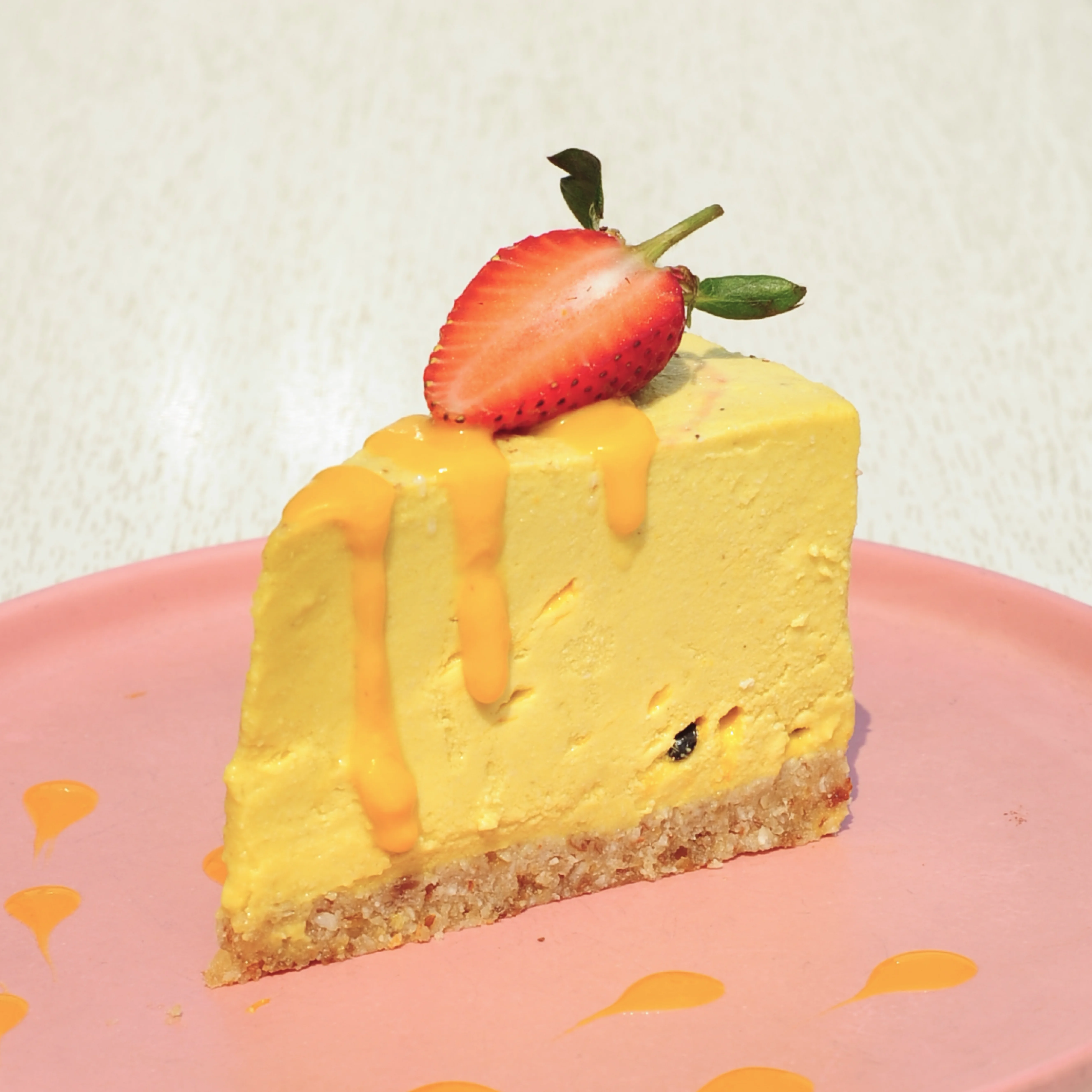 maracuyá queso tarta (raw, sin gluten)